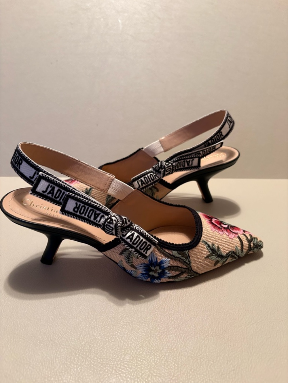 Christian Dior J’Adior Embroidered Slingback Pumps – Floral – Size 38 - Picture 10 of 11